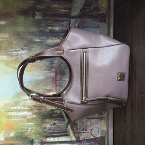 Dooney Bourke Shoulder Bag Maddie Saffiano Grey Brown Leather Tassel